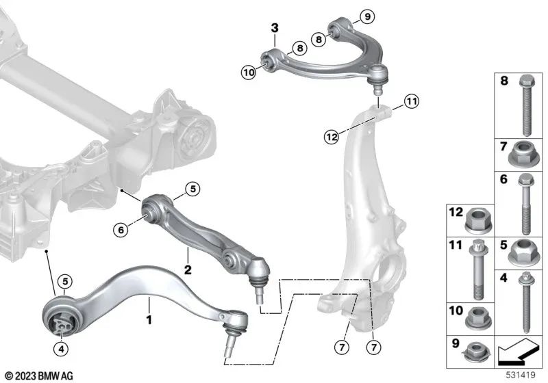 Porca combinada para BMW F07, F10, F11, F06, F12, F13, F01N, F02N, G30, G31, G38, G60, G32, G70, F91, F92, F93, G15, G15, G16, I12, I15, F15, F15, F15, F15, G05, F16, G06, G07, G09 (OEM 33306760585). BMW original
