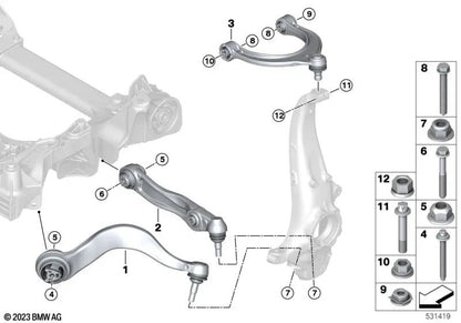 Porca combinada para BMW F07, F10, F11, F06, F12, F13, F01N, F02N, G30, G31, G38, G60, G32, G70, F91, F92, F93, G15, G15, G16, I12, I15, F15, F15, F15, F15, G05, F16, G06, G07, G09 (OEM 33306760585). BMW original