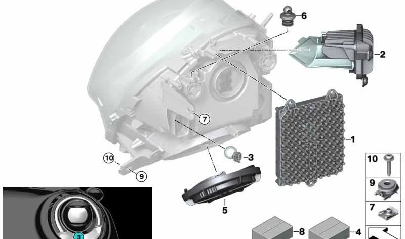 Módulo luz LED curva izquierda OEM 63117366377 para MINI F54, F55, F56, F57. Compatible con versiones Cooper, Cooper D. Original MINI.