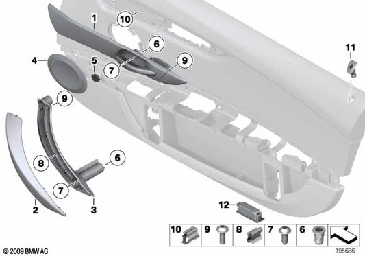 Abridor da porta da frente esquerda para BMW Z4 E89 (OEM 51417377437). BMW original.