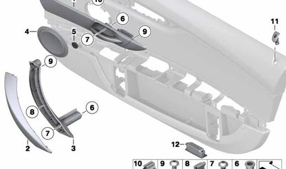 Embellecedor interior tirador puerta derecha OEM 51419186735 para BMW Z4 E89 sDrive18i, 20i, 23i, 28i, 30i. Original BMW.