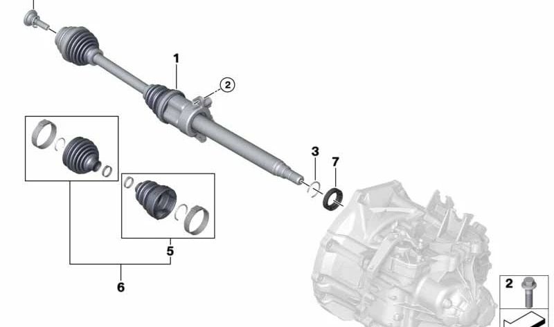 Juego de fuelle interior/exterior OEM 31608618554 para MINI F55, F56, Cabrio F57. Original MINI.