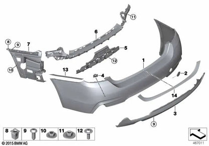 Revestimiento de parachoques trasero imprimado OEM 51128073080 para BMW Serie 4 F36 Gran Coupé, Gran Coupé LCI. Original BMW.