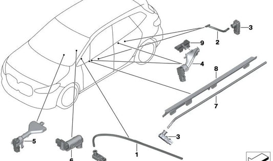Guía de luz maneta puerta derecha OEM 63317911643 para BMW U06 (Serie 2 Active Tourer), U11/U12 (X1) y U10 (X2). Repuesto original BMW.