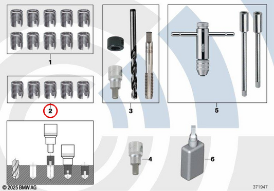 Set inserti filettati M14x1,5 OEM 41002355977 per MINI R50, R53, Cabrio R52 e altre. MINI originale.