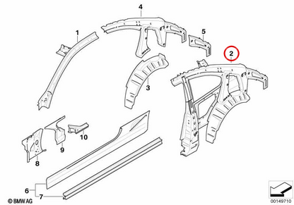 Right lateral structure OEM 41007168956 for BMW E92. Original BMW.