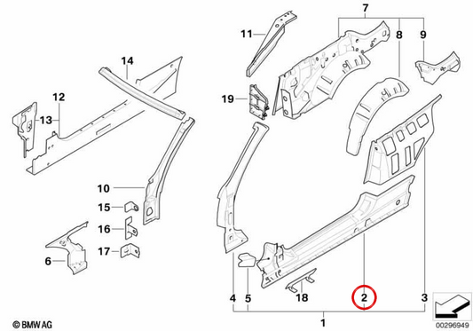 Rechte externe Türum 41007179552 für BMW E93. Original BMW.