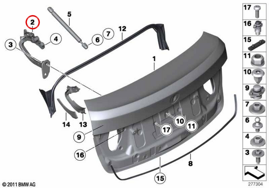 Hinge gauche de la porte arrière OEM 41007233585 pour BMW F07. BMW d'origine.