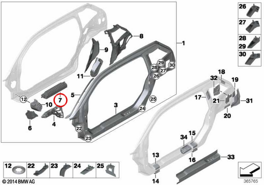 Elemento de deformação central OEM 41007266887 para BMW i3 (I01). BMW genuíno.