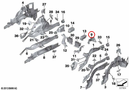 OEM 41007284323 Linksradpassage für BMW F20, F21, F22, F87, F30, F31, F34, F80, F32, F36, F82. Original BMW.