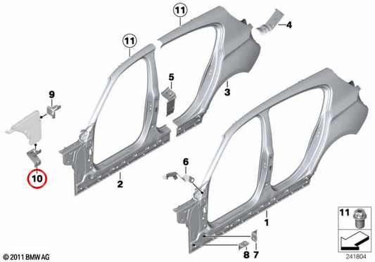 Soporte inferior del depósito de limpiaparabrisas OEM 41007284407 para BMW F20, F21, F22, F30, F31, F34, F35, F80, G20, G21, G28, G80, G81, F32, F36, F82, G22, G23, G26, G82, G83. Original BMW.