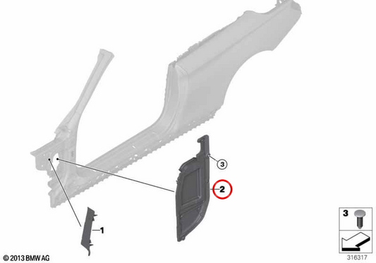 Extérieur du Pilar à Izquierdo OEM 41007293819 pour BMW F33 et F83. BMW d'origine.