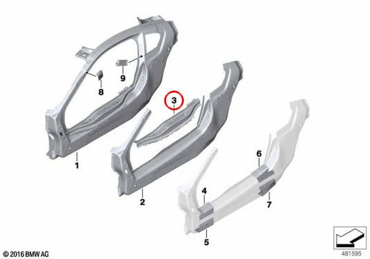 ABBELLADOR Abilità sinistra OEM 41007323563 per BMW I12, I15. BMW originale.