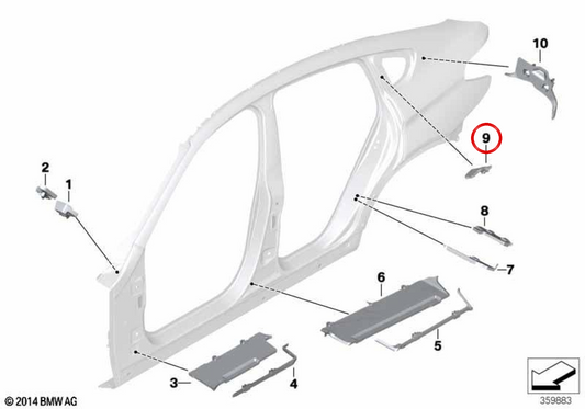 Revestimiento interior del pilar C OEM 41007332219 para BMW F26. Original BMW.