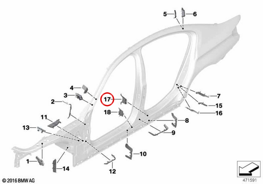 Innenbeschichtung des hinteren B OEM 41007342719 für BMW F90, G30, G31, G38. Original BMW.
