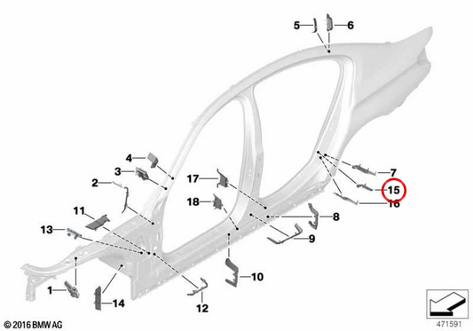 Revêtement intérieur étape droite OEM 41007342740 pour BMW F90, G30, G31, G38. BMW d'origine.