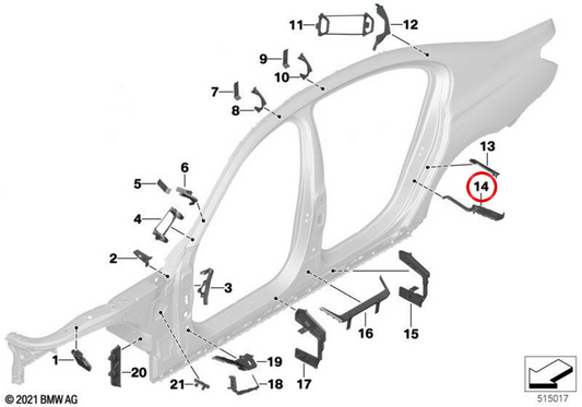 Garnened gauche OEM 41007342795 pour BMW G11, G12. BMW d'origine.