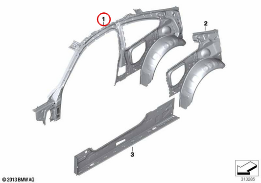 Rechte Innenkonstruktion OEM 41007343090 für BMW F32, F33. Original BMW.