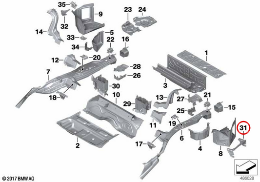 Supporto elemento buffer OEM 41007346981 per BMW F23. BMW originale.