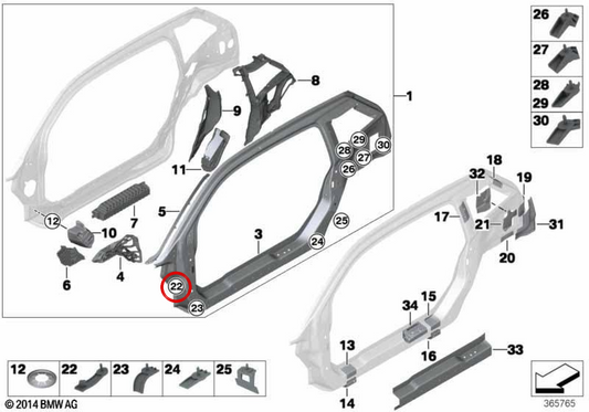 OEM 41007355315 Étape de roue avant gauche pour BMW i3 (I01). BMW d'origine.