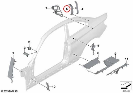 Revestimiento exterior del pilar C OEM 41007361824 para BMW F22, F87. Original BMW.