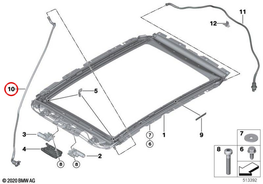 Tube de vidange avant 41007388989 pour BMW G01, G08, F97. BMW d'origine.
