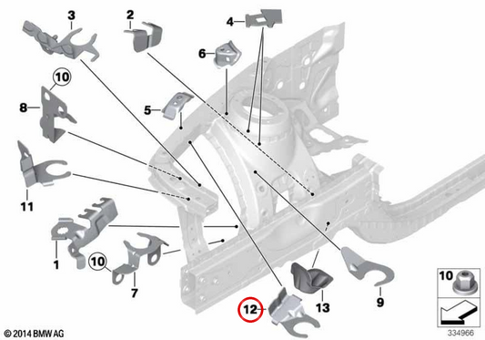 Soporte lateral AGD OEM 41007390654 para BMW F20, F21, F22, F23, F87, F30, F31, F34, F35, F32, F33, F36. Original BMW.