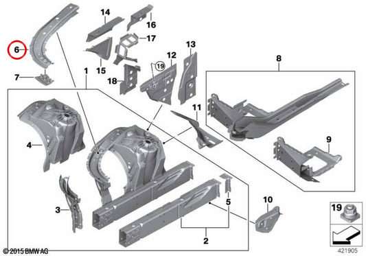 Étape de roue avant droite 41007412954 pour BMW G32, G11, G12. BMW d'origine.