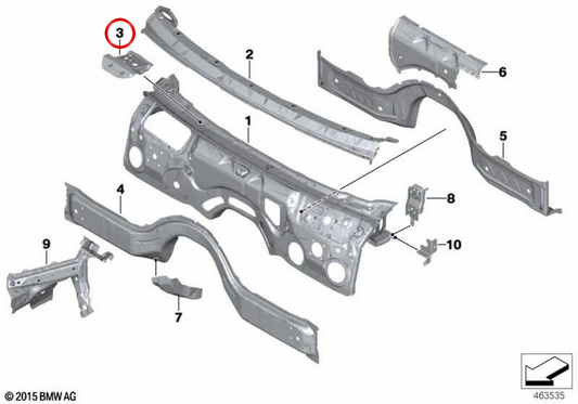 Izquierdo OEM Torreta Bar Support 41007412969 für BMW F90, G30, G31, G38, G60, G61, G68, G90, G32, G11, G12, F91, F92, F93, G14, G15, G16. Original BMW.