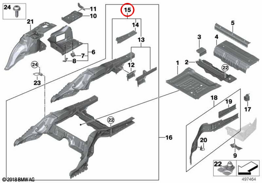 Rechte interne Querlatte 41007413032 für BMW G11, G12. Original BMW.