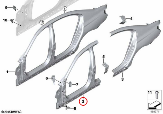 Pilar zum linken Outdoor OEM 41007413247 für BMW G12. Original BMW.