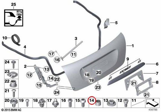 Peça espaçadora OEM 41007414359 para MINI Conversível F57, F57 LCI. MINI originais.