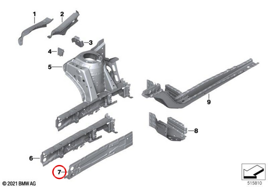 Montagem de motor interno direito OEM 41007426416 para BMW F40, F52, F70, F44, F45, F46, F48, F49, U11, U12, F39, U10 e para MINI F55, F56, F65, F66, F57, F54, F60, U25. BMW e MINI originais.