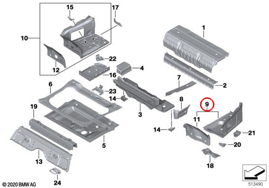 Libro sinistro OEM 41007431575 per BMW F90, G30, G38. BMW originale.