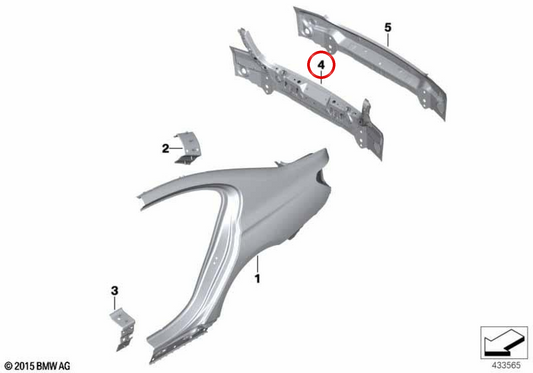 Acabamento traseiro completo OEM 41007431619 para BMW F90, G30, G38. BMW genuíno.