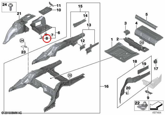 Suporte de filtro de carvão ativado OEM 41007431655 para BMW G42, G87, G20, G21, G28, G80, G81, G22, G23, G26, G82, G83, F90, G30, G31, G38, G60, G61, G68, G90, G32, G11, G12, G70, F91, F92, F93, G14, G15, G16, G09, G29. BMW genuíno.