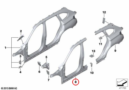Externe Pilar -Abdeckung OEM 41007436158 für BMW F48. Original BMW.