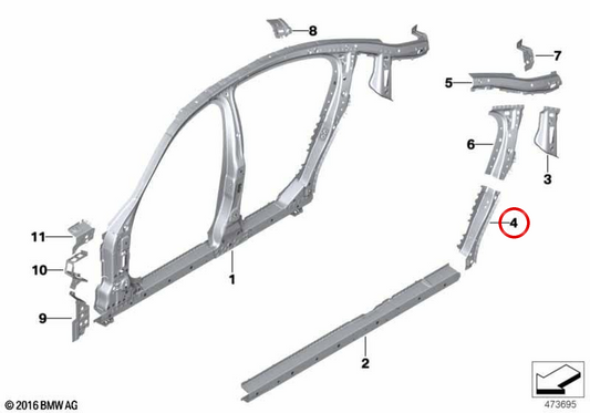 PILA C Supporto OEM 41007437478 per BMW F90, G30, G31, G38. BMW originale.