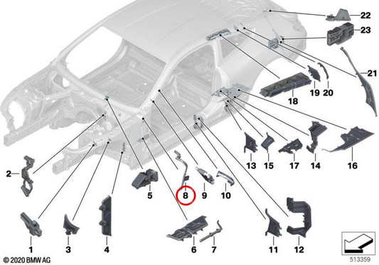 Interior Coading Pilar zu Izquierdo OEM 41007445631 für BMW F92, F93, G15, G16. Original BMW.