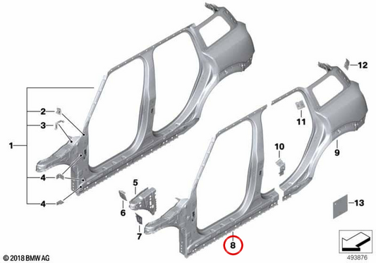 Colonna A esterna destra OEM 41007449346 per MINI Countryman F60, F60 LCI. MINI originale.