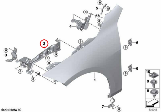 OEM 41007450379 Prise en charge du côté gauche pour BMW F40 et F44. Pièce BMW d'origine, idéale pour réparer ou remplacer la prise en charge de l'avant gauche.
