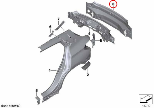 Cubierta trasera OEM 41007467366 para BMW F39. Original BMW.