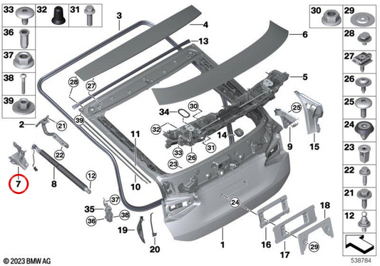 OEM 41007468697 braccio di sospensione anteriore sinistro per BMW G32. BMW originale.