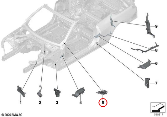 Pièce intérieure en forme de colonne A supérieure OEM 41007472555 pour BMW Série 4 G23, G83 Cabriolet. Véritable BMW.