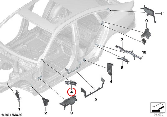Revestimiento interior del pilar A izquierdo OEM 41007472623 para BMW G26. Original BMW.