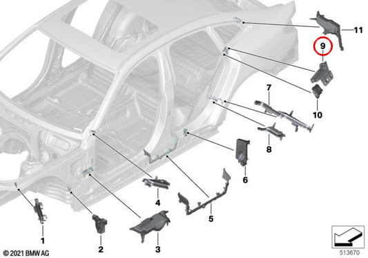 Revestimiento pilar C derecho OEM 41007472656 para BMW G26. Original BMW.