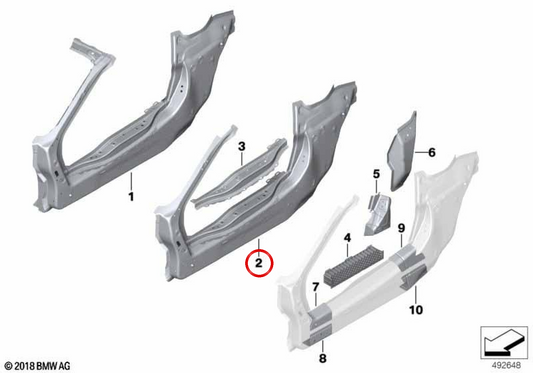 Estructura lateral exterior derecha OEM 41007477972 para BMW i8 Roadster (I15). Original BMW.