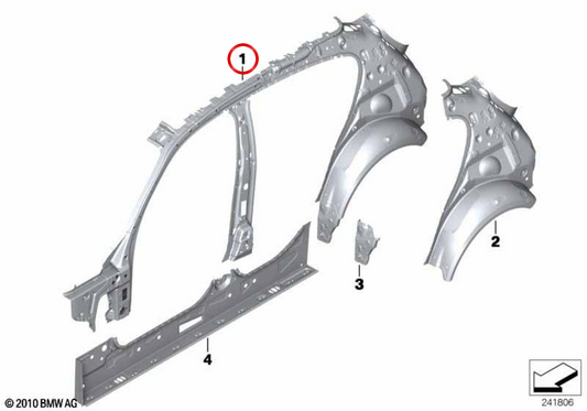 Estrutura interior lateral direita OEM 41007479532 para BMW F20. BMW genuíno.