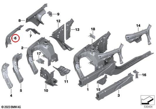 Soporte exterior del paso de rueda derecho OEM 41007480996 para BMW G01, G08, F97, G02, F98. Original BMW.