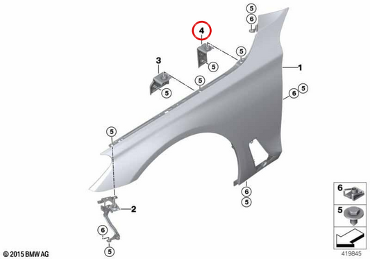 Soporte lateral delantero derecho OEM 41007481068 para BMW G32. Original BMW.